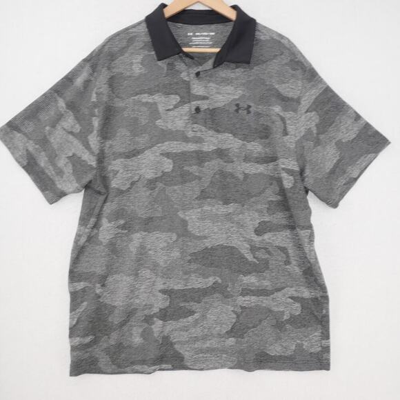 Under Armour Men's 2Xl  UA Playoff Camo Jacquard Polo Shirt Black Gray - Picture 3 of 10